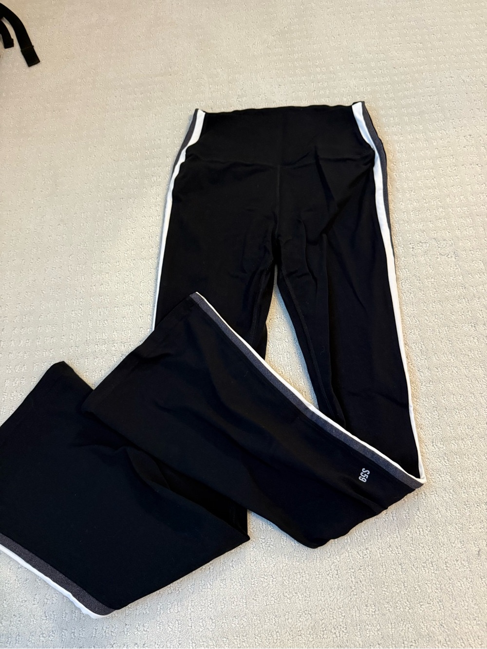 Splits59 Black Leggings with White Side Stripes